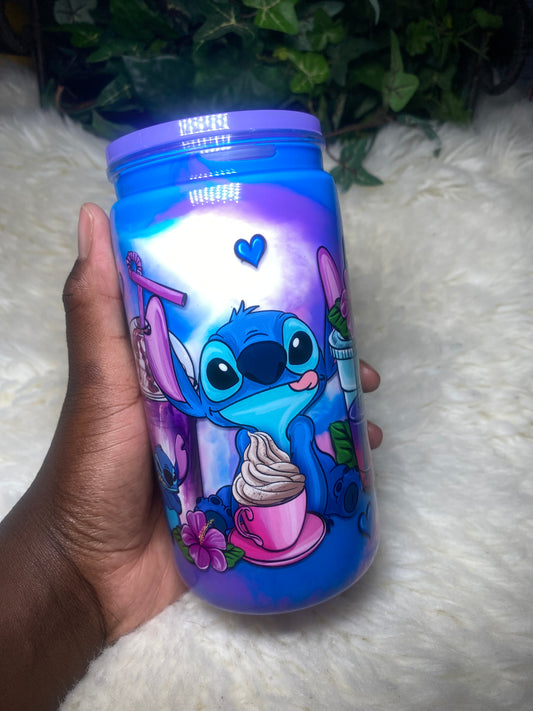 Blue Alien w/ Iced Coffee Tie Dye Cup