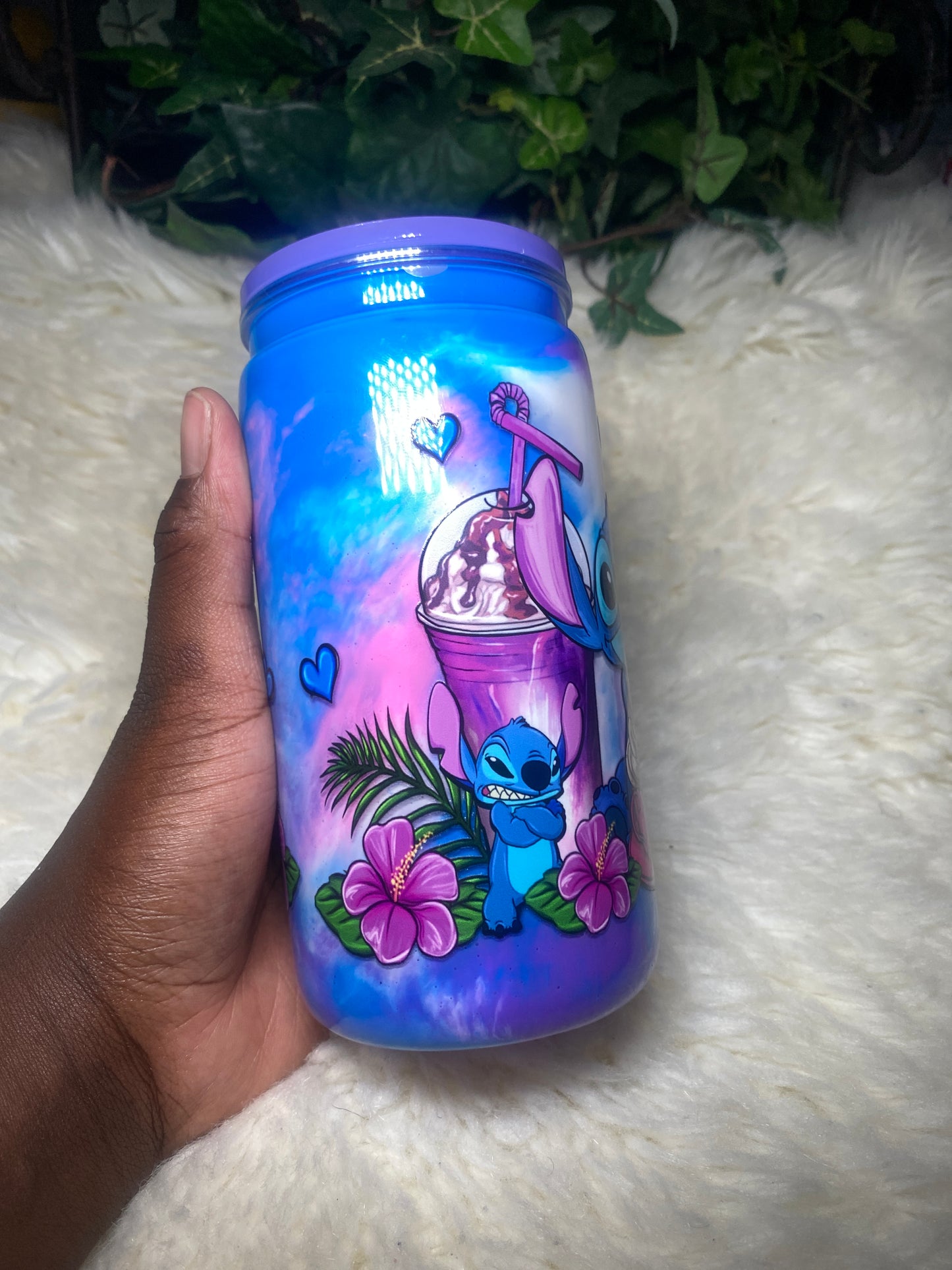 Blue Alien w/ Iced Coffee Tie Dye Cup
