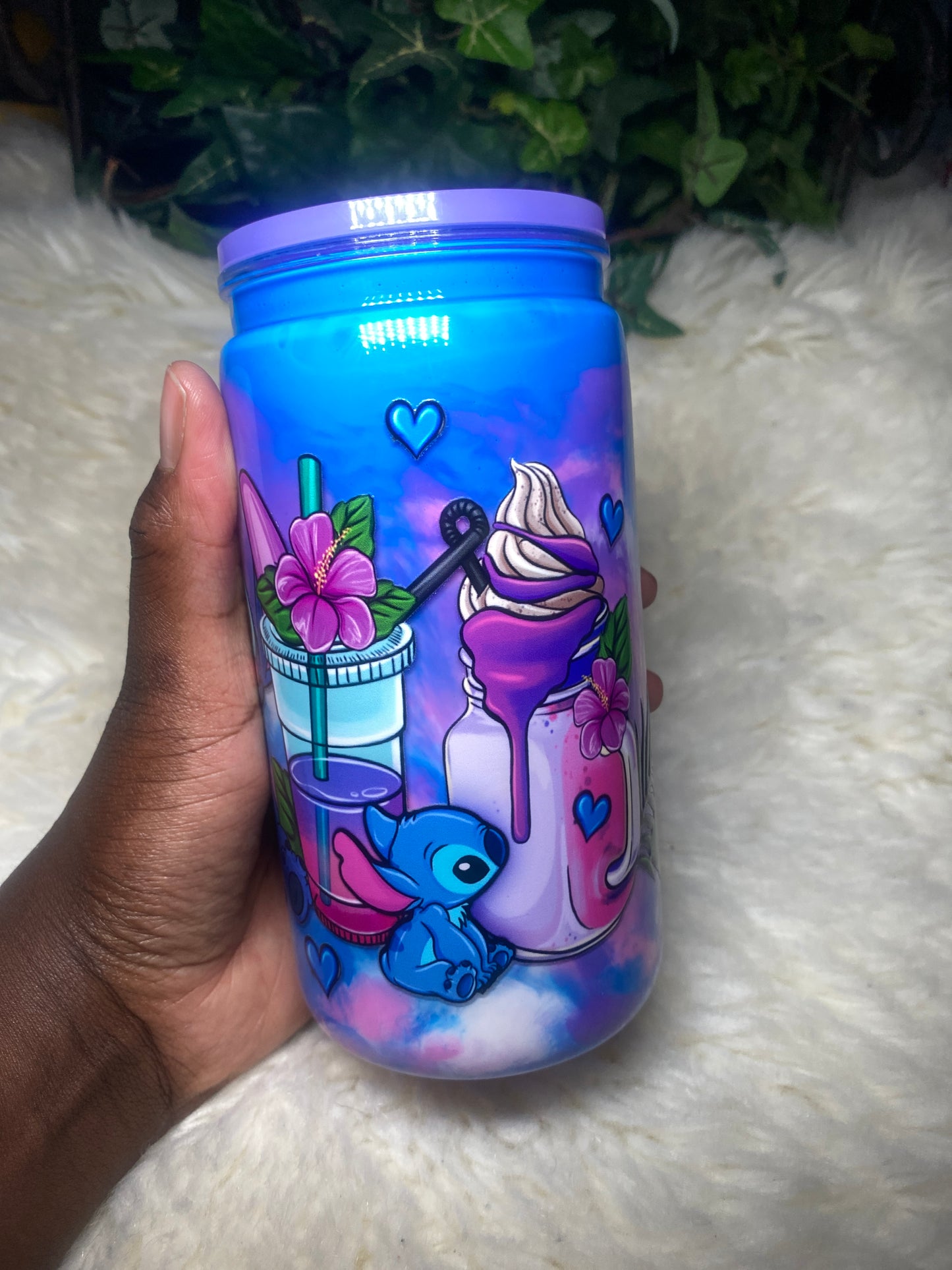 Blue Alien w/ Iced Coffee Tie Dye Cup