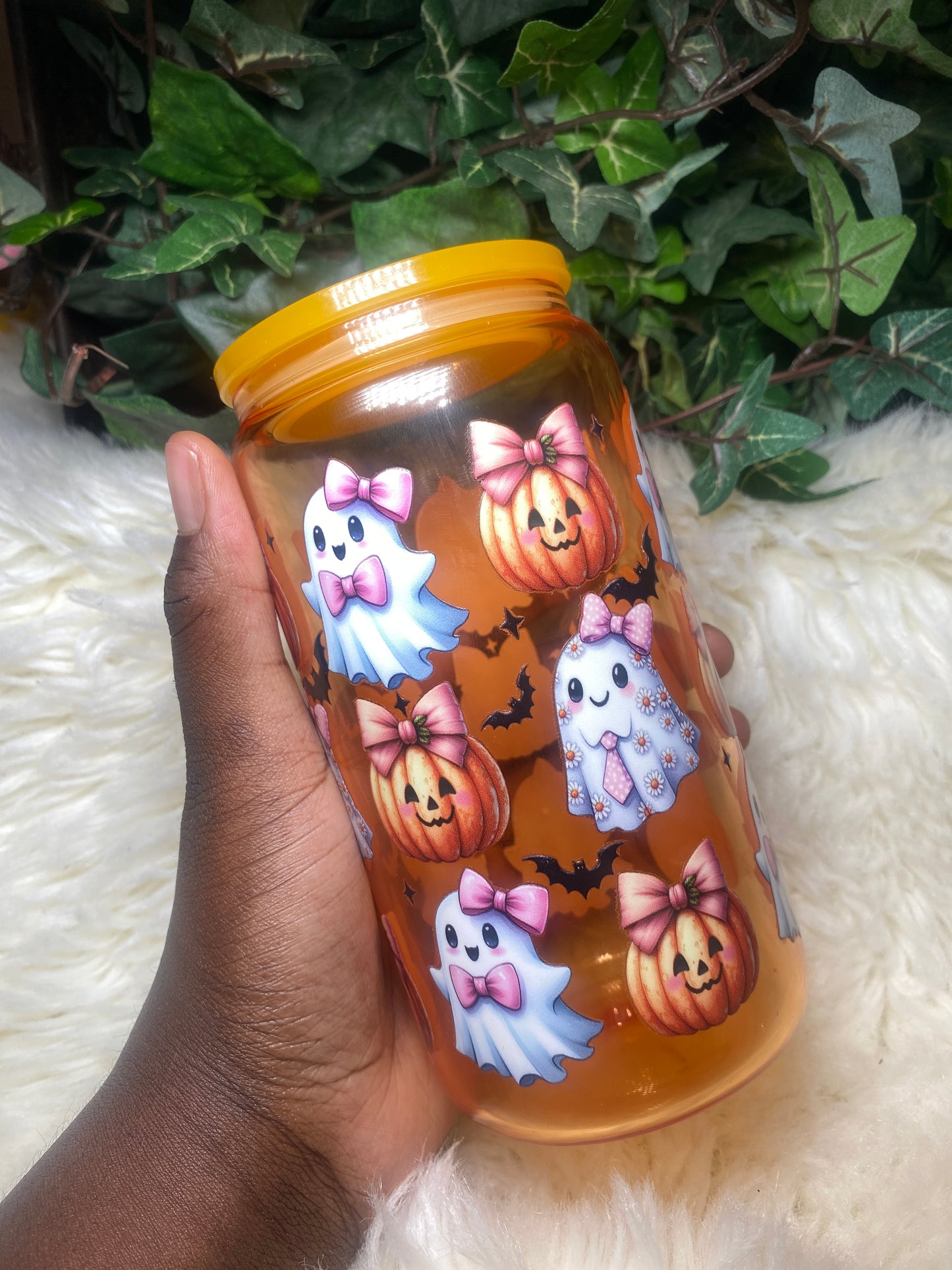 Cute Ghosts and Pumpkin Cup