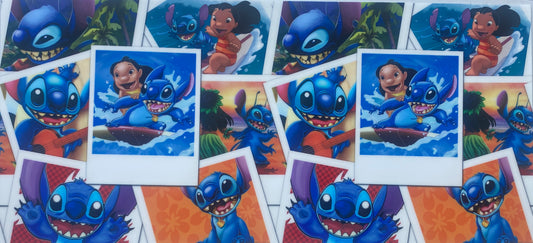 Blue Alien and Girl Polaroid Photos