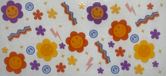 Colorful Smiley Flowers and Peace Signs